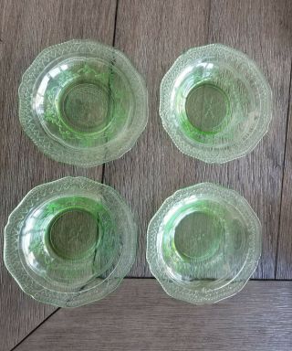 4 Federal Glass Patrician Green Depression Bowls Dessert 5 " Small Vintage