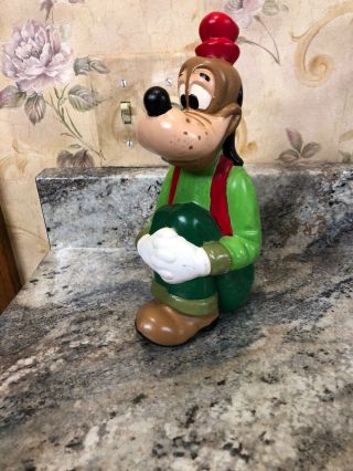 Walt Disney Productions Ceramic Goofy Sitting Figure,  Hand Painted,  Vintage
