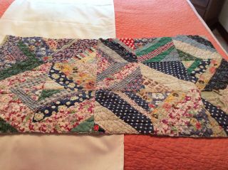 Vtg Ant Old 1930 - 40s Crazy Quilt Cutter Piece Crafts Upcycling 34 X 20