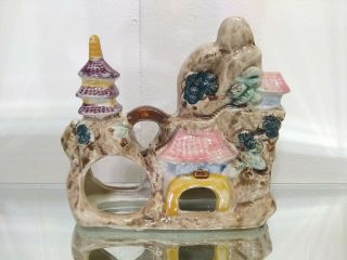 Vintage Japan Ceramic Pagoda Mountain Aquarium Decoration