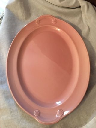 Vintage 1947 T.  S.  & T.  Luray Pastels Pink 13 " Oval Serving Platter Usa