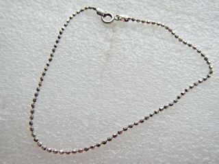 Vintage Italian Italy Sterling Silver Faceted Ball Bead Chain Anklet Bracelet