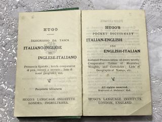 Vintage HUGO ITALIAN - ENGLISH POCKET DICTIONARY Hugo’s Language Institute 2