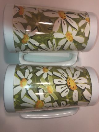 Set of 2 Vintage Thermo - Serv Cups Melmac Plastic Daisy Flower Mid Century Mugs 4