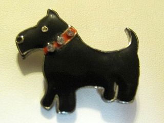 Vintage Black Enamel Scottie Scotty Scottish Terrier Brooch Pin