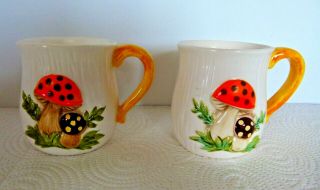 Vintage Sears & Roebuck Merry Mushroom Coffee Tea Mug Cup Set Of 2