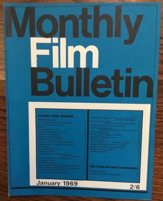 Monthly Film Bulletin January 1969 Vintage Issue Bfi Bullitt King Kong