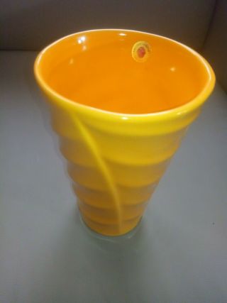 Vintage Bauer Los Angeles Yellow Pottery Vase,  7.  75 " Tall