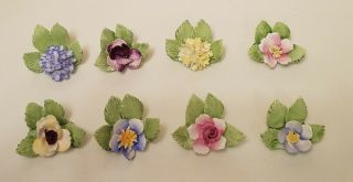 Vintage Royal Adderley Floral Bouquet Place Card Holders Bone China 8 Pc