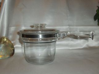 Vintage Pyrex 1.  5 Qt Flame Ware Glass Double Boiler Insert Pot W/lid Only 6283