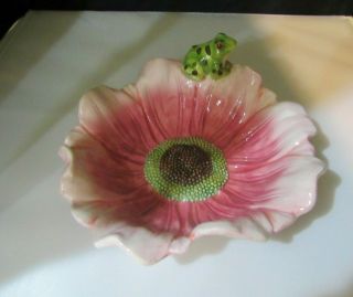 Vintage Ceramic Flower Bowl With Spotted Frog Pink Peony Flower Shaped Bowl 5