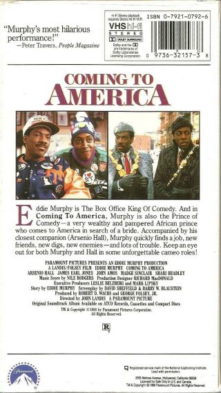 Coming to America VHS 1990 Eddie Murphy Arsenio Hall James Earl Jones VTG 80s 2