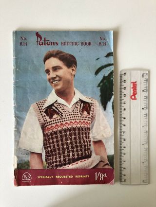 Patons Knitting Book Number R.  14 - Vintage Knitting Patterns - Menswear 1940s