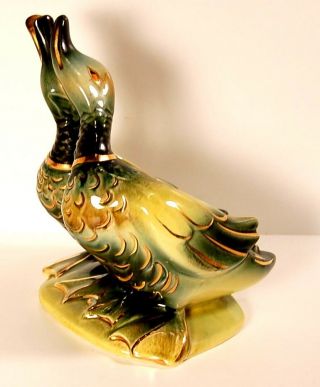 Vintage Hull Pottery Gold / Green Double Love Duck Planter 94,  Gorgeous