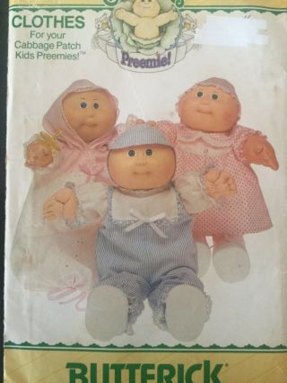 Cabbage Patch Kids & Preemies Sewing Patterns 1985 Vintage For Dolls Clothes