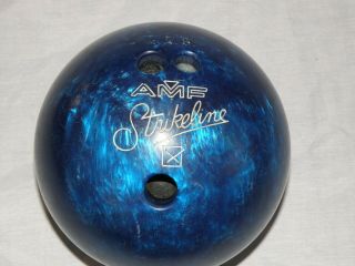 Vintage Amf Strikeline Blue Swirl Bowling Ball 13 Lbs 12 Oz