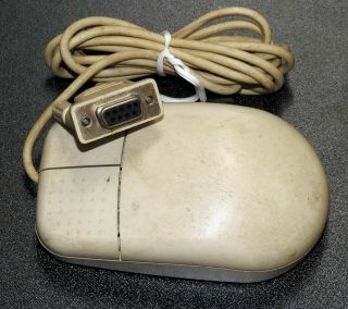 Vintage Computer 2 Button Mouse With Serial 9 Pin D Connector
