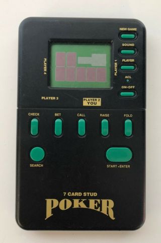 Mga Casino 7 - Card Stud Poker Electronic Handheld Video Game,  Vtg 1994 - Travel