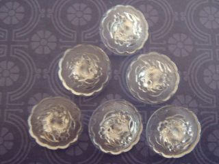 6 Vintage Floral Buttons Clear Glass 17mm Sew Knit Quilt Scrapbook Jewelry Craft