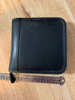 Vintage Coach Black Leather Cd Carry Case For 12 Cds With Zipper Closure