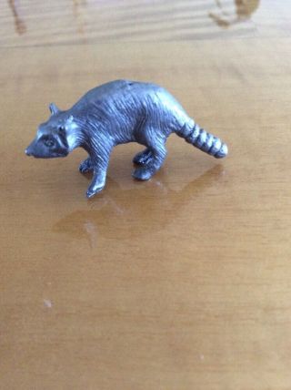 Vintage Pewter Raccoon Little Figurine Statue