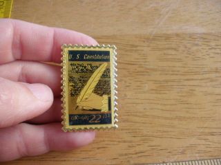 1980s Pin Tie Tac Usa 22 Cents Commemorative Stamp Uss Constitution Usps Vintage