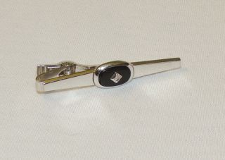 Stunning Vintage Anson Silver Tone With Black Onyx Tack Clip Clasp