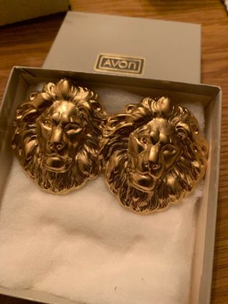 Vintage Avon Goldplated Lion Head Pierced Earrings, .
