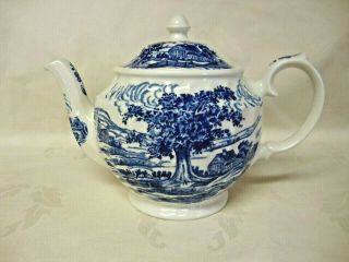 Vintage Windsor England Porcelain Blue And White Farm Scene Teapot