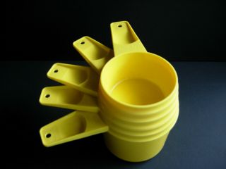 Vintage Tupperware Yellow Measuring Cups,  Set Of 5