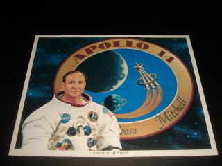 Vintage Official Nasa Apollo Era Astronaut Portrait Litho - Edgar Mitchell