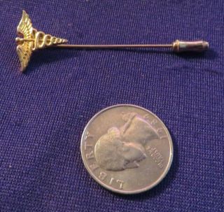 Vintage Gold Tone Metal Medical Stick Pin 2.  5 "