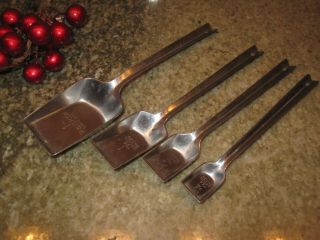 Vintage Set 4 Ecko Stainless Steel Shovel Style Measuring Spoons Eterna Baking