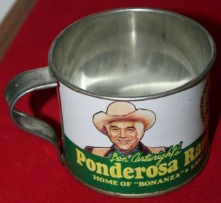 Vintage (1959 - 1973) Ben Cartwright Ponderosa Ranch " Bonanza " Tin Drinking Cup