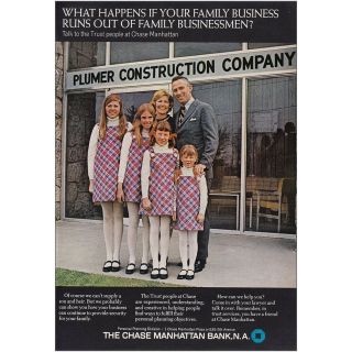 1969 Chase Manhattan Bank: Plumer Construction Vintage Print Ad