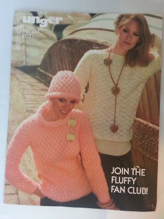 Unger Sweater,  Tunic,  Cap,  Vest Knit Crochet Leaflet Pattern Volume 214 Vintage