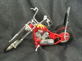 Vintage Bike Chopper Motorcycle 6.  25 " Die Cast 1:18 Toy Red Yellow