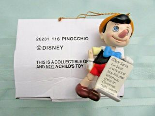 Vtg Disney Pinocchio Christmas Ornament By Grolier Box 116