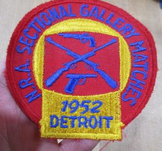 1952 Detroit Nra Gallery Matches Patch National Rifle Association Target Marksma