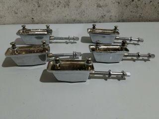 Set Of 5 Vintage Chrome Tom Drum Lugs.  " Diamond " W/ Screws Bolts 1 1/2 