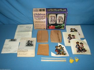 Vintage 1973 Morris Children Indoors 3d Elevation 2 Wooden Plaque Craft Kit Set