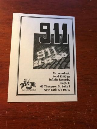 1981 Vintage 4x5.  5 " Album Promo Print Ad For 911 On Infinite Records 21 - 12 - 80