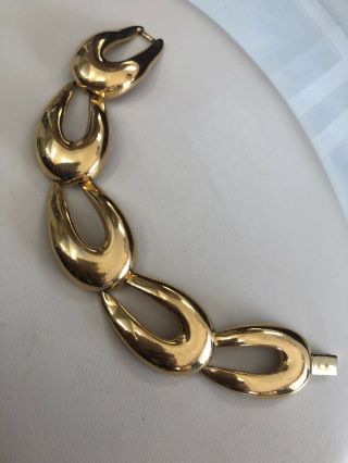 Vintage Wide Signed Napier Chunky Gold Tone Link Bracelet 7” Long