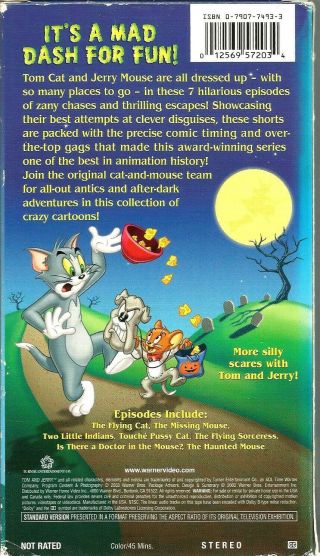 Tom and Jerry - Hijinks and Shrieks VHS 2003 Slip Sleeve 7 Episodes Animated VTG 2