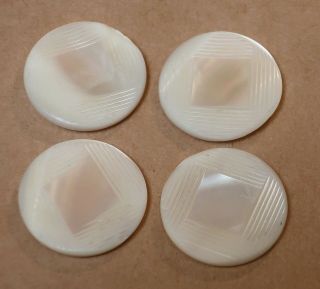 4 Vintage Etched Mop Mother Of Pearl Buttons