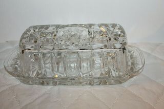 Anchor Hocking Star Of David Clear Glass Butter Dish With Cover Vintage