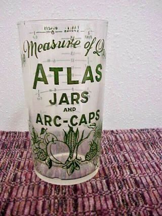Vtg Hazel Atlas Advertising Measuring Cup Glass Arc - Caps Canning Jars
