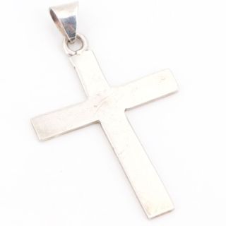 Vtg Sterling Silver - Mexico Taxco Solid Christian Cross Pendant - 11.  5g