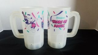Two Vintage Disneyland 35 Years Of Magic 1990 Souvenir Plastic Mug Mickey Mouse