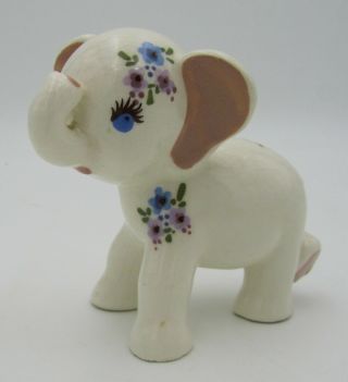Elephant Figurine Lucky,  Vintage Delee California Pottery,  Hand Decorated